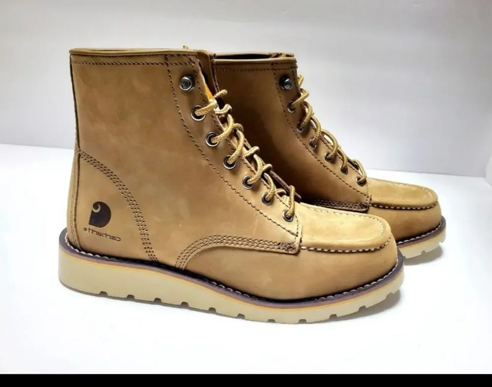 Carhartt Women's 6-inch Leather Moc Toe Wedge Work Boots Size 7½ (FW6022-W)